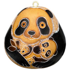 Panda Bear Mom and Cub - Gourd Ornament