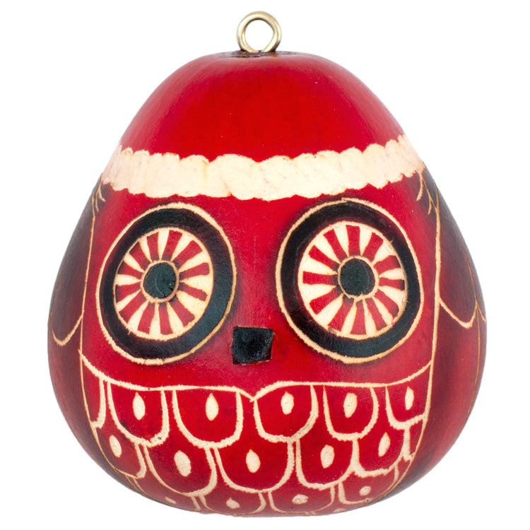 Christmas Owl Mini - Gourd Ornament
