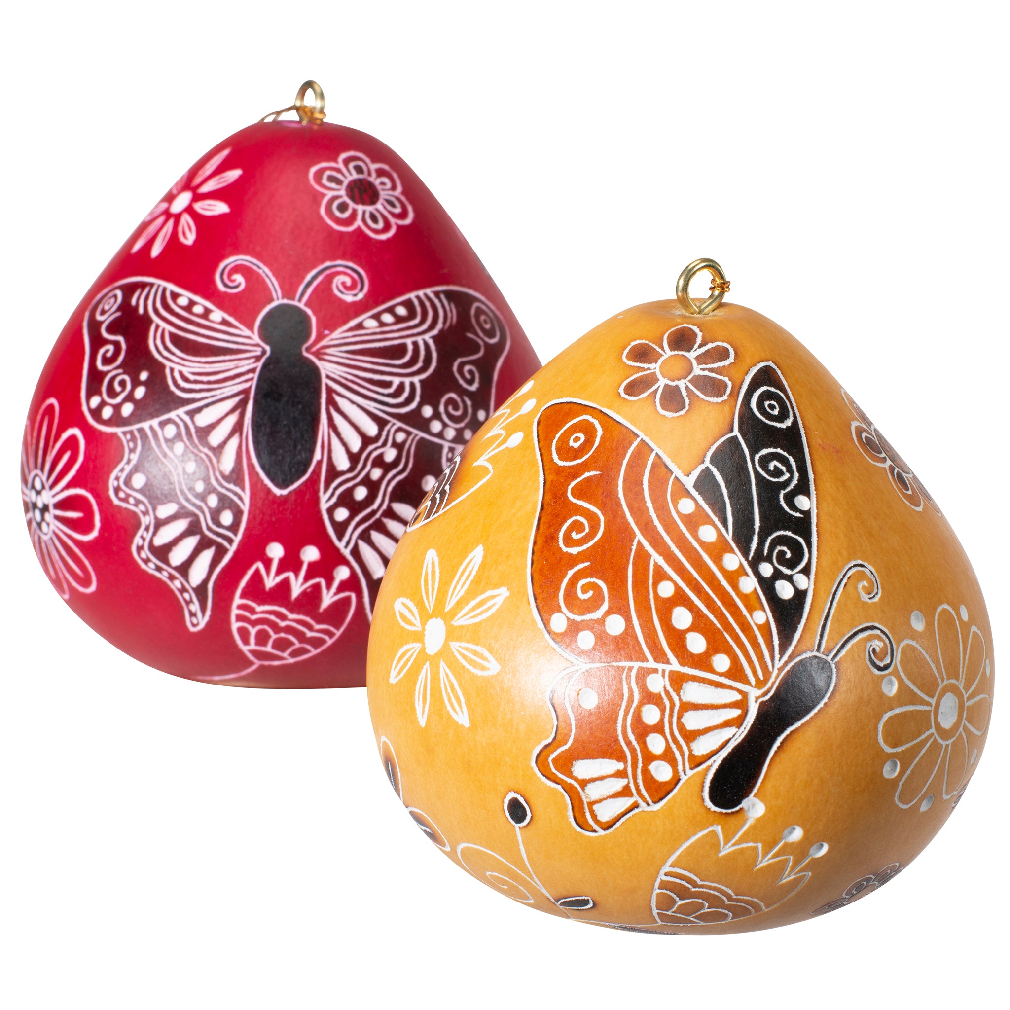 Butterfly Doodle - Gourd Ornament 