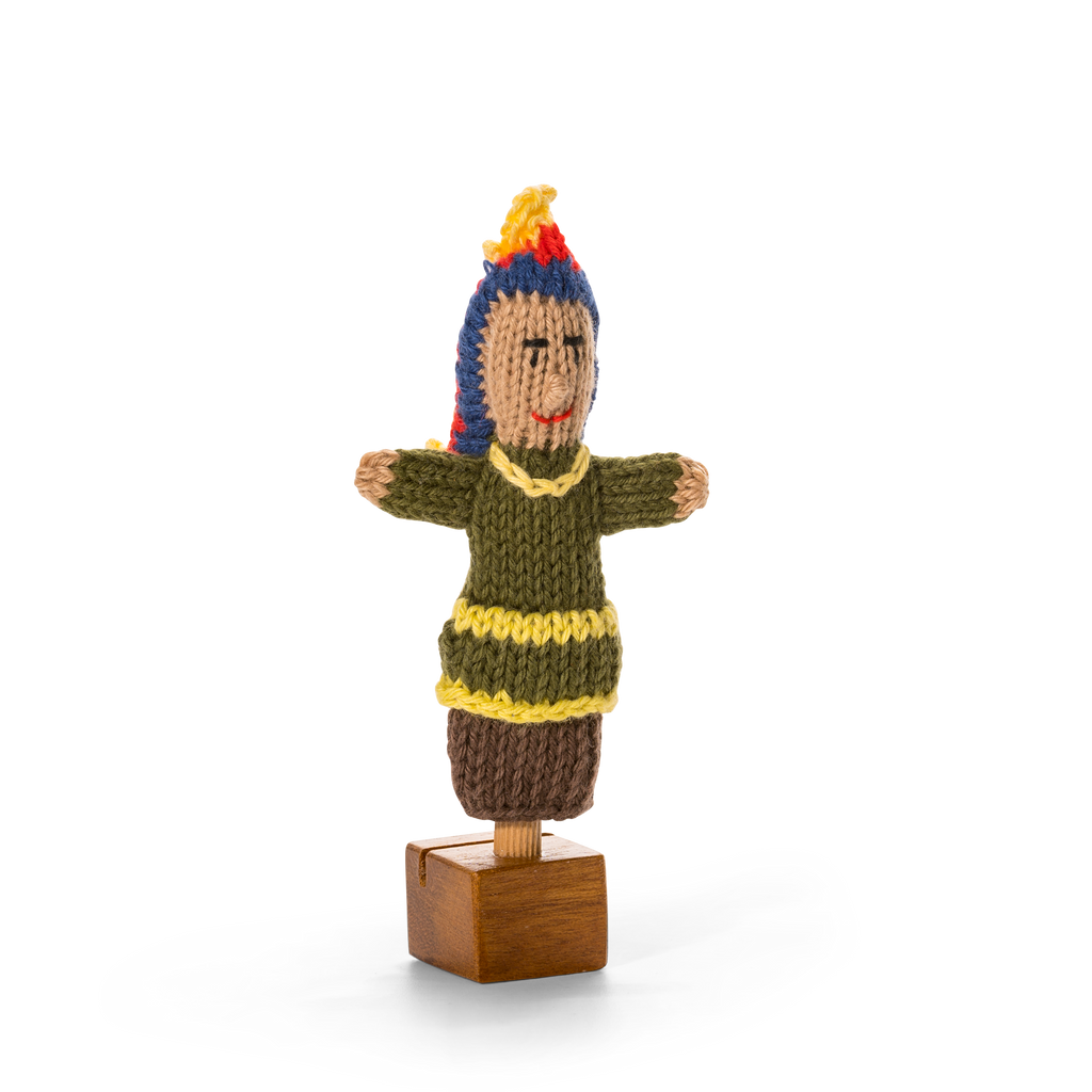 North American Indian Boy - Bright Organic Cotton Finger Puppet